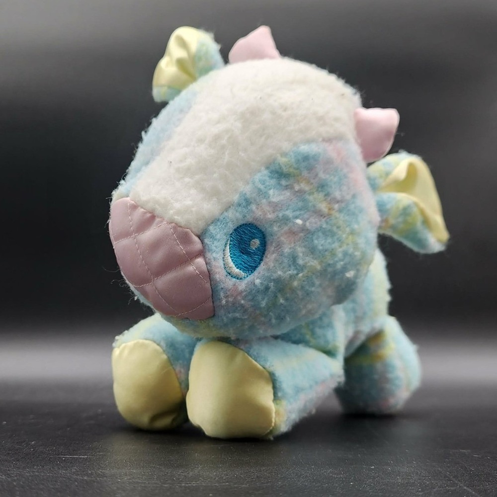 Playskool‎ Snuzzles Cow Blankies Blue Plaid Vintage 1986 Plush  Satin Hooves